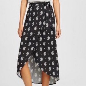 Black and White Paisley Wrap Skirt